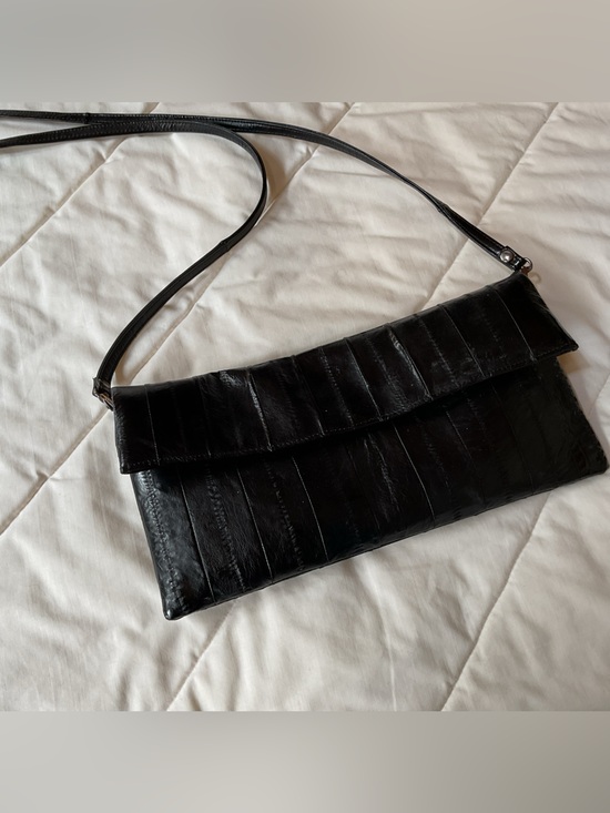 Makki Handbags - Makki eel skin black crossbody/clutch 12”x 6”